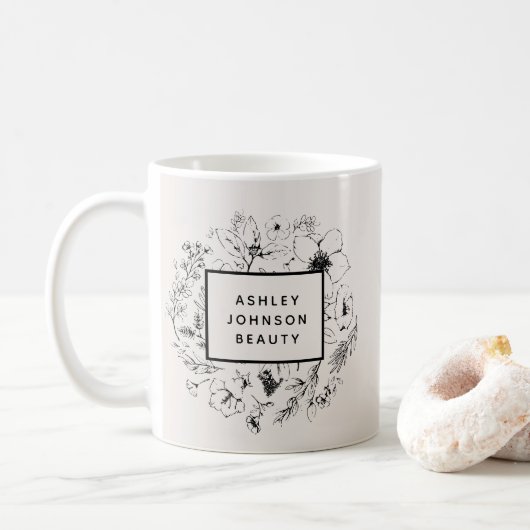 Moderne botanische Blush en zwarte branding Koffiemok (Met donut)