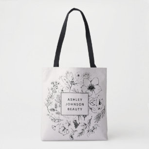 Moderne botanische Blush en zwarte branding Tote Bag