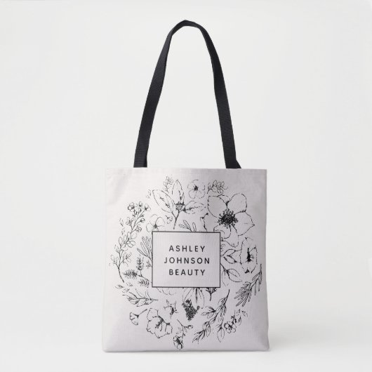 Moderne botanische Blush en zwarte branding Tote Bag (Voorkant)