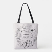 Moderne botanische Blush en zwarte branding Tote Bag (Achterkant)