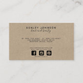 Moderne botanische Blush en zwarte horizontale bus Visitekaartje (Achterkant)