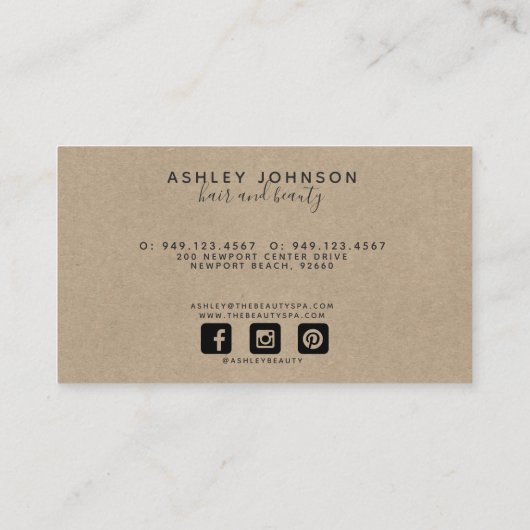 Moderne botanische Blush en zwarte horizontale bus Visitekaartje (Achterkant)