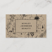 Moderne botanische Blush en zwarte horizontale bus Visitekaartje (Voorkant)