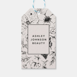 Moderne botanische Blush en zwarte verticale lever Cadeaulabel