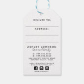 Moderne botanische Blush en zwarte verticale lever Cadeaulabel (Achterkant)