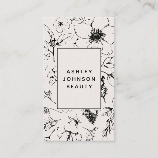 Moderne botanische Blush en zwarte verticale Visitekaartje (Voorkant)