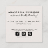 Moderne botanische Blush roze & Black Script Squar Vierkante Visitekaartje (Achterkant)