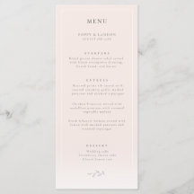 Moderne Botanische Blush Roze Bruiloft Menu
