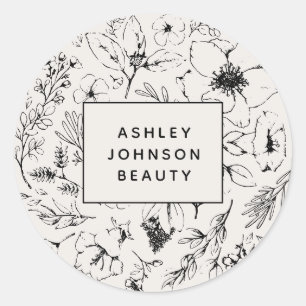 Moderne botanische blush roze Floral Business Ronde Sticker