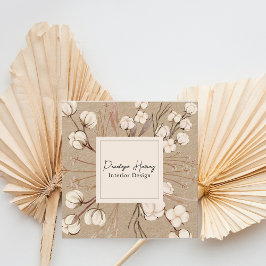 Moderne Botanische Blush Roze Kraft Interieur Desi Vierkante Visitekaartje