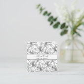 Moderne Botanische Blush Zwarte Script Naam Vierka Vierkante Visitekaartje (Staand voorkant)