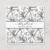 Moderne Botanische Blush Zwarte Script Naam Vierka Vierkante Visitekaartje (Voorkant)