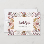 Moderne botanische boho Floral Border Wedding Bedankkaart (Voorkant)