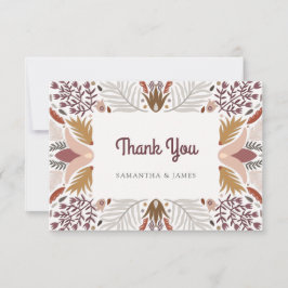 Moderne botanische boho Floral Border Wedding Bedankkaart