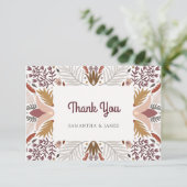 Moderne botanische boho Floral Border Wedding Bedankkaart (Staand voorkant)