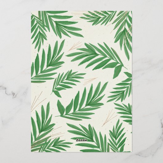 Moderne Botanische Boog Begroeiing Foto Folie Feestdagenkaart (Achterkant)