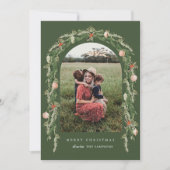 Moderne botanische boog kerstvakantie foto kaart (Voorkant)