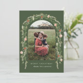 Moderne botanische boog kerstvakantie foto kaart (Staand voorkant)