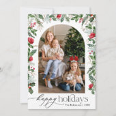 Moderne botanische boog Prettig feest 1 foto Feestdagenkaart (Voorkant)