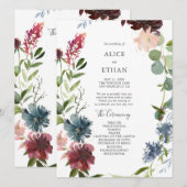 Moderne botanische Bourgogne Eucalyptus Weddenscha Programmakaart (Voorkant / Achterkant)