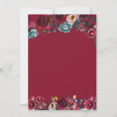 Moderne botanische Bourgogne Floral Wedding Kaart (Achterkant)