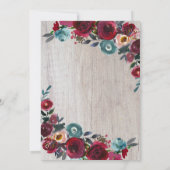 Moderne Botanische Bourgogne Marine Bloemen Hout B Kaart (Achterkant)