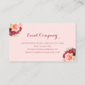 Moderne Botanische Bourgondische Blush Bloemen Wat Visitekaartje (Achterkant)