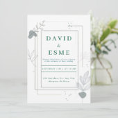 Moderne Botanische bruiloft uitnodiging (Staand voorkant)