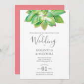 Moderne Botanische Bruiloft Uitnodiging Succulent (Voorkant / Achterkant)