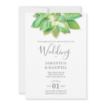 Moderne Botanische Bruiloft Uitnodiging Succulent