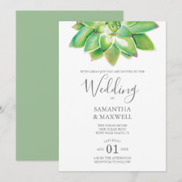 Moderne Botanische Bruiloft Uitnodiging Succulent