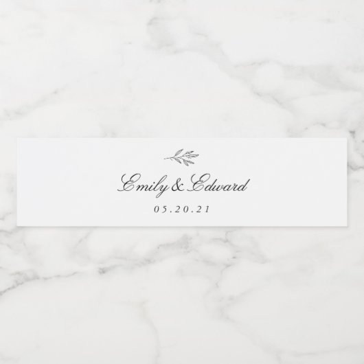 Moderne botanische bruiloft waterfles etiket (Enkel label)