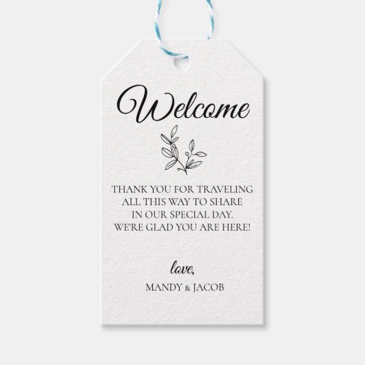 Moderne botanische bruiloft welkomsttas cadeaulabel (Voorkant)