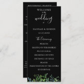 Moderne botanische bruine bruiloft programmakaart (Voorkant / Achterkant)