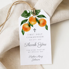 Moderne Botanische Citrus Bedankt Eerste Communie  Cadeaulabel