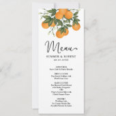 Moderne Botanische Citrus Greenery Wedding Menu Ca Kaart (Voorkant)