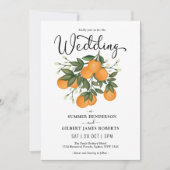 Moderne botanische citrus Oranje Greenery Wedding Kaart (Voorkant)