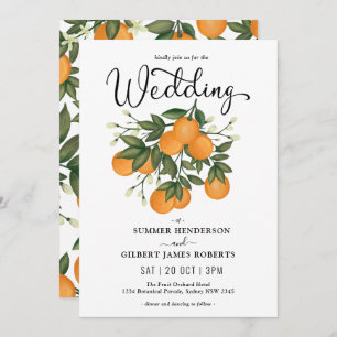 Moderne botanische citrus Oranje Greenery Wedding Kaart