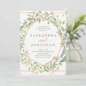 Moderne Botanische | Copper Look Bruiloft Kaart (Staand voorkant)