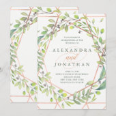 Moderne Botanische | Copper Look Bruiloft Kaart (Voorkant / Achterkant)