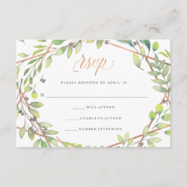 Moderne Botanische | Copper Look Bruiloft RSVP Kaartje