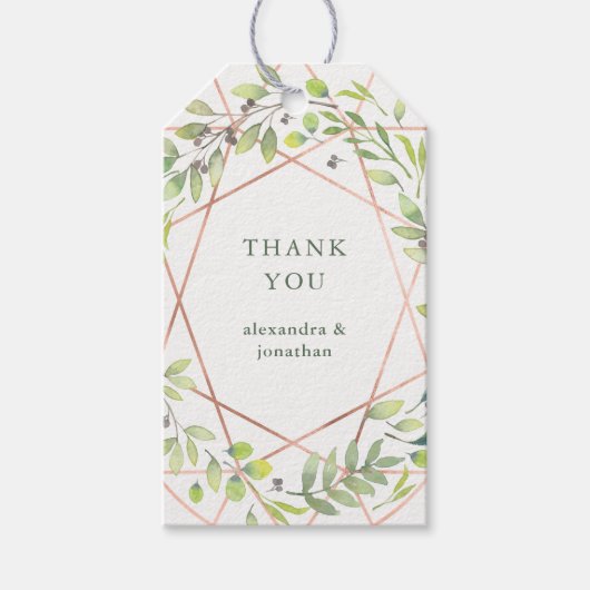 Moderne Botanische | Copper Look Dank u Cadeaulabel (Voorkant)