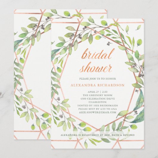 Moderne Botanische | Copper Look Vrijgezellenfeest Kaart (Voorkant / Achterkant)