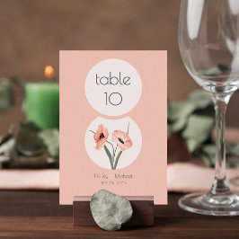 Moderne Botanische Coral Wedding Kaart