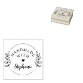 Moderne Botanische Custom Name Handmade with Love Rubberstempel (Gestempeld)
