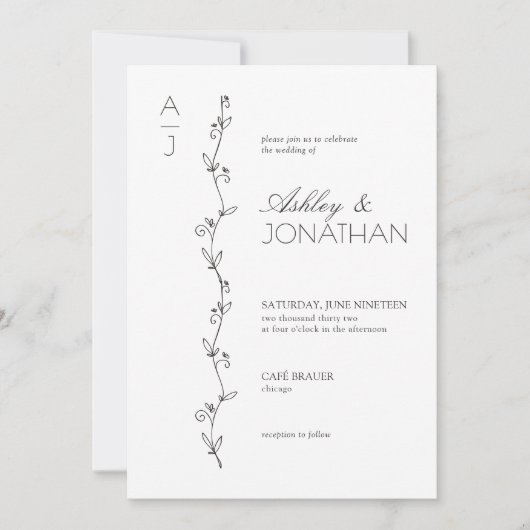 Moderne Botanische Divider bruiloft Kaart (Voorkant)