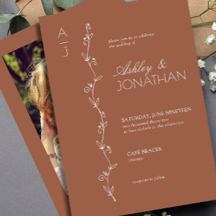 Moderne Botanische Divider bruiloft Terracotta Fot Kaart