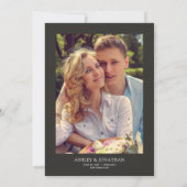 Moderne Botanische Divider Huwelijk Zwart Foto Kaart (Achterkant)