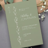 Moderne Botanische Divider Sage Green Wedding Kaart