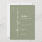Moderne Botanische Divider Sage Green Wedding Kaart (Voorkant)